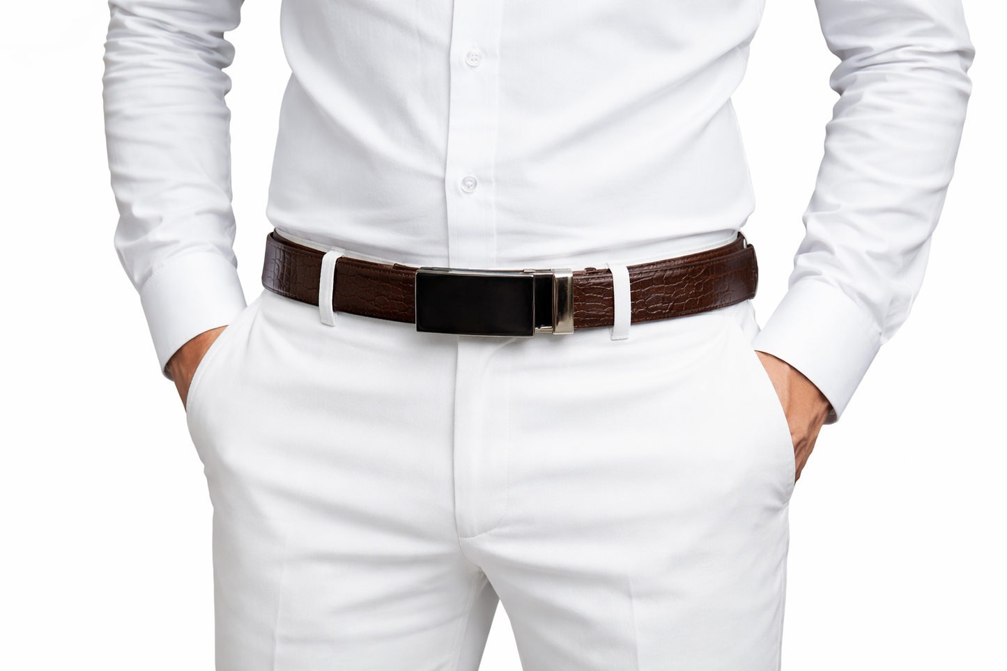 Auto Lock Brown Pattern Belt-Brown