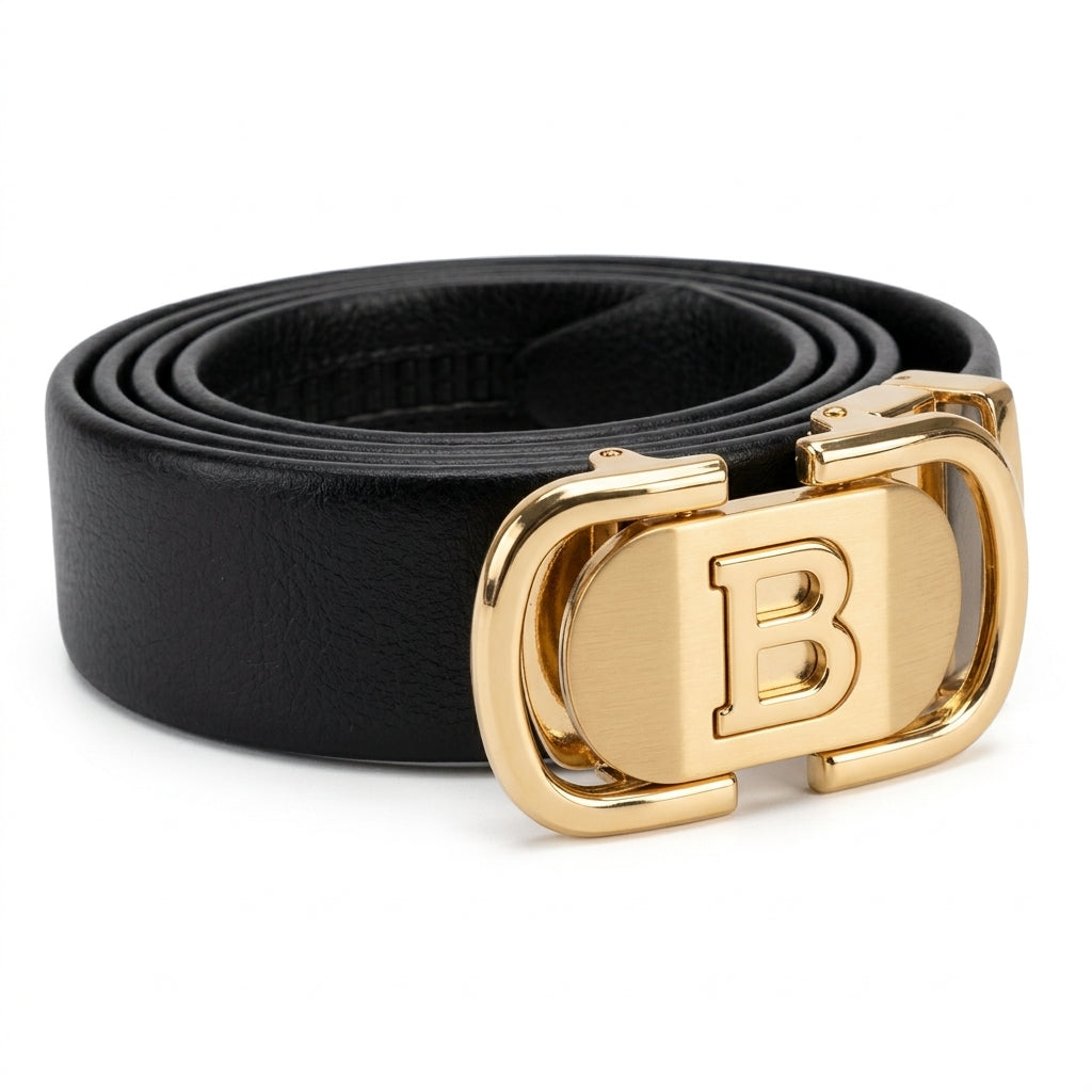 🖤 Premium Men's Automatic Leather Belt – Luxury Gold Buckle
