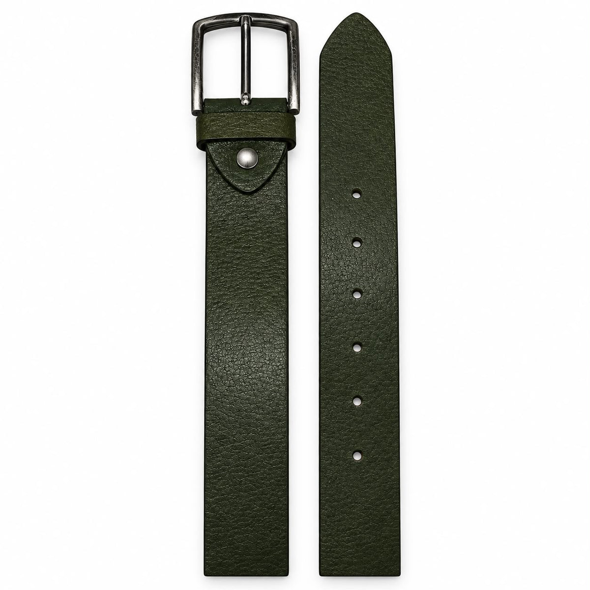 💚 Premium Olive Green Textured Leather Belt for Men