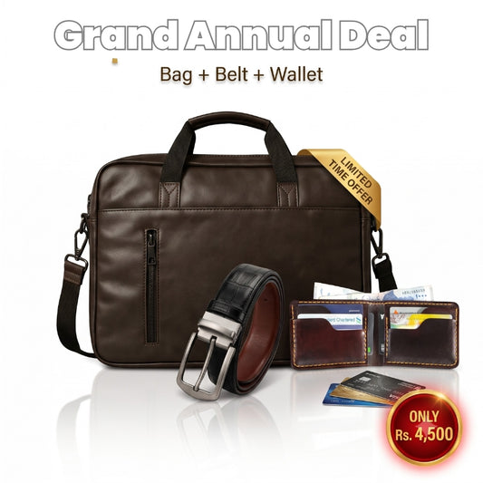 Grand Annual Deal (Bag , 2 in 1 Belt , Bifold Men Wallet)