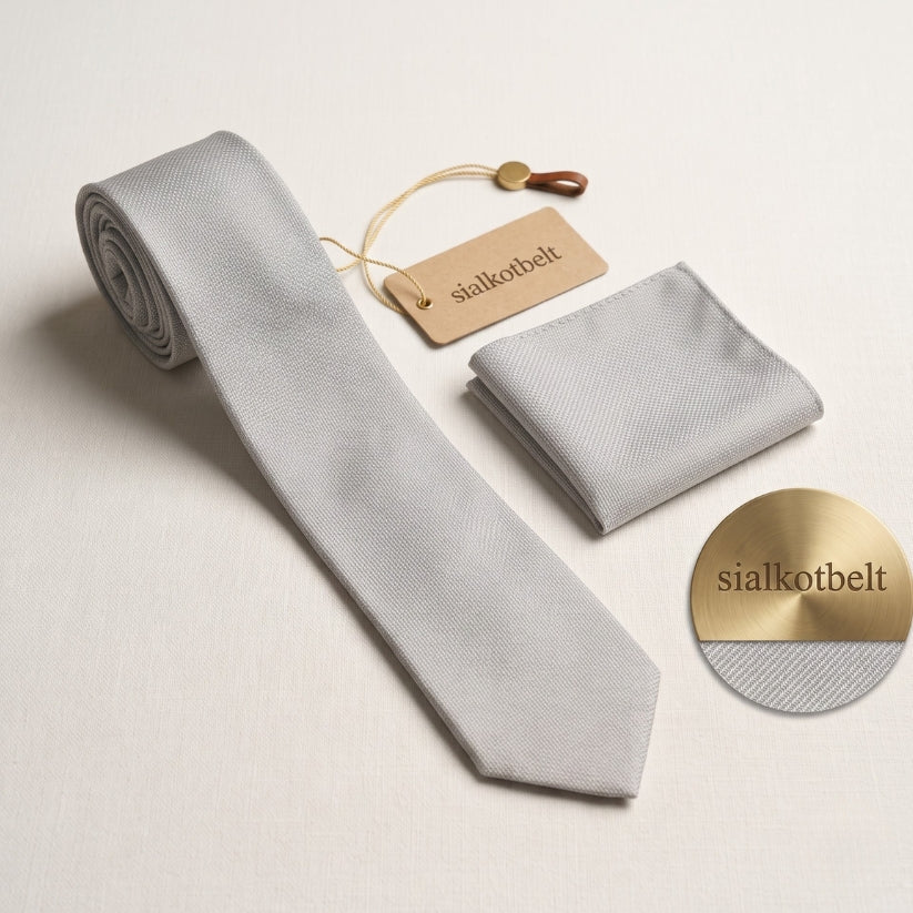 Premium Silver Textured Formal Tie