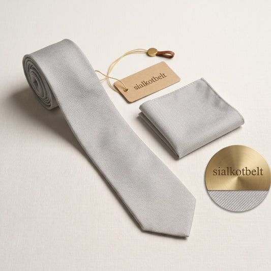Premium Silver Textured Formal Tie