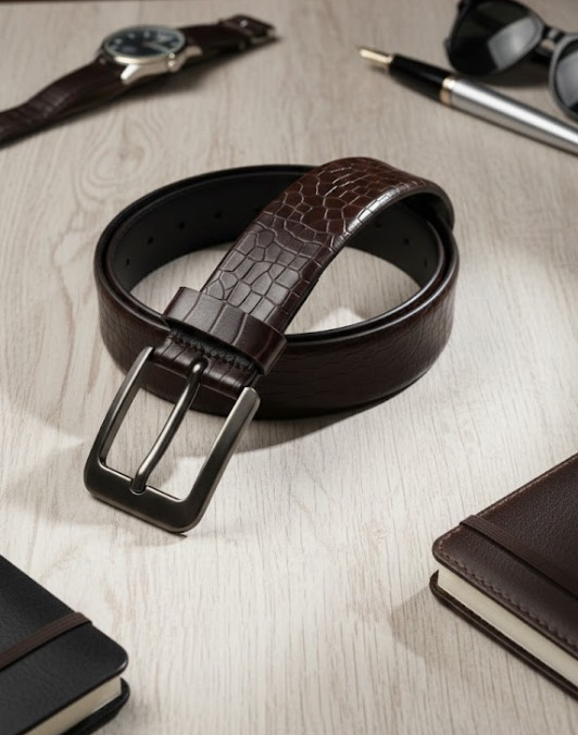 Imported Luxe Men Belt – Pattern Chocolate Brown