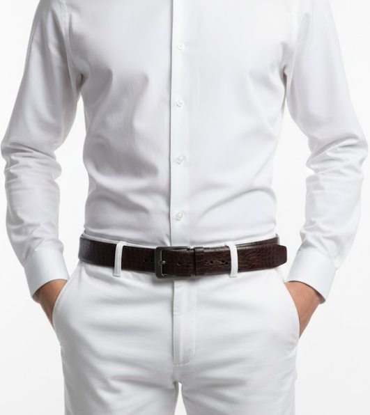 Imported Luxe Men Belt – Pattern Chocolate Brown