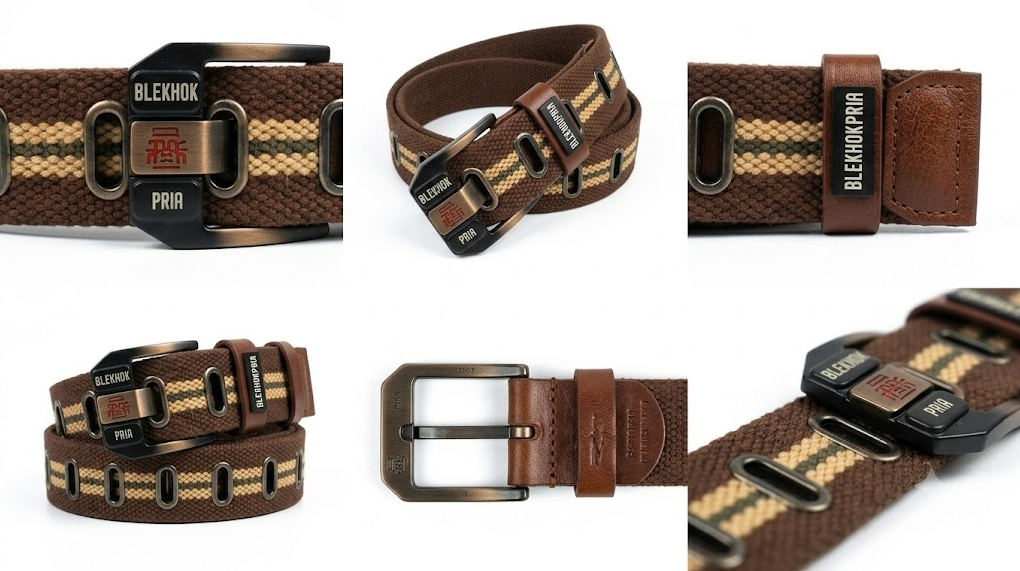 Premium Woven Canvas Belt – Brown