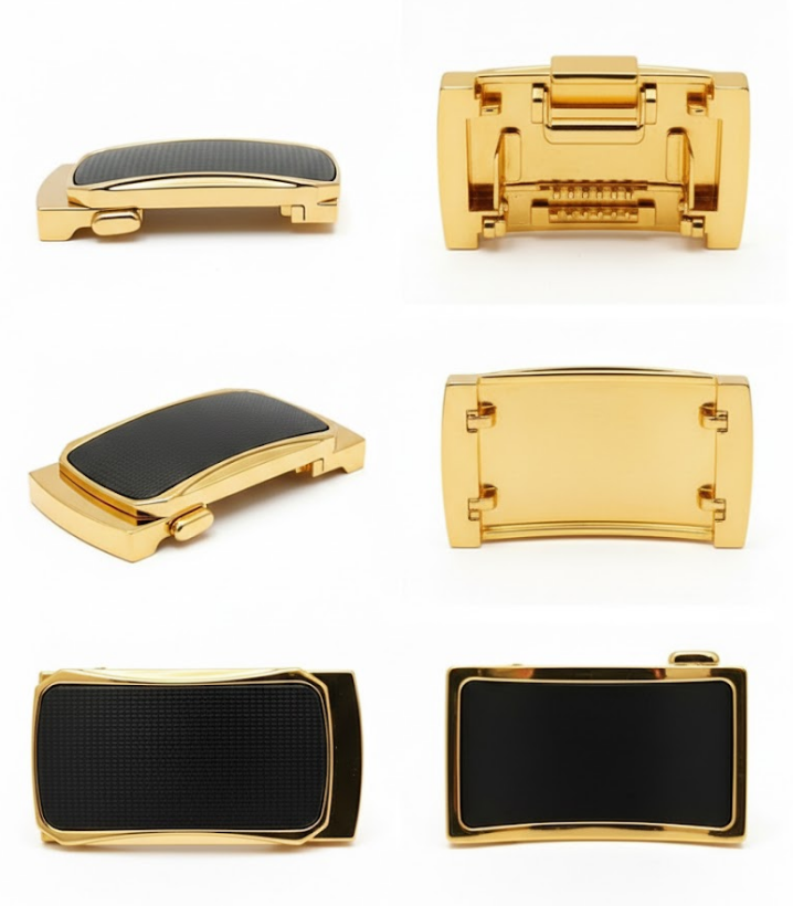 Premium Golden & Black Automatic Ratchet Buckle