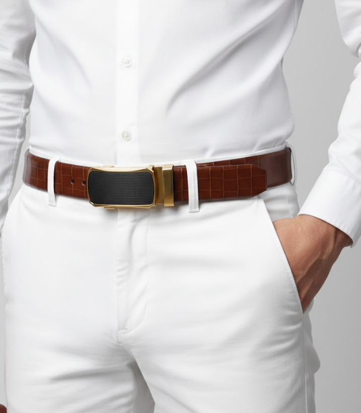Elevate Your Style: Men's Premium Auto Lock Belt Brown