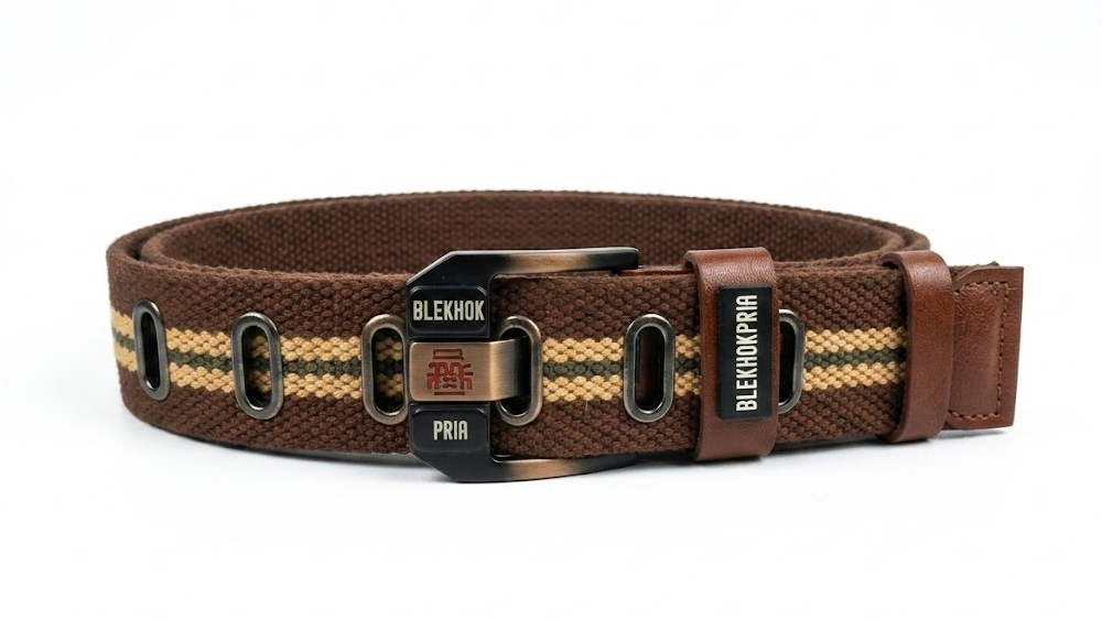 Premium Woven Canvas Belt – Brown