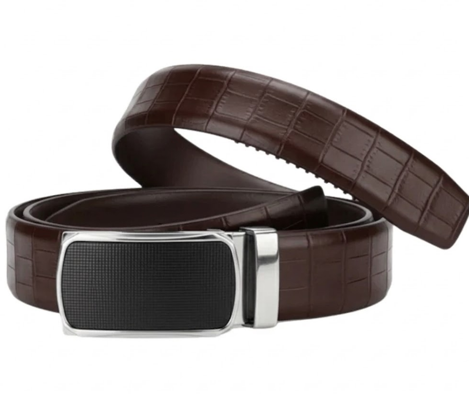 Auto Lock Brown Pattern Belt-Brown