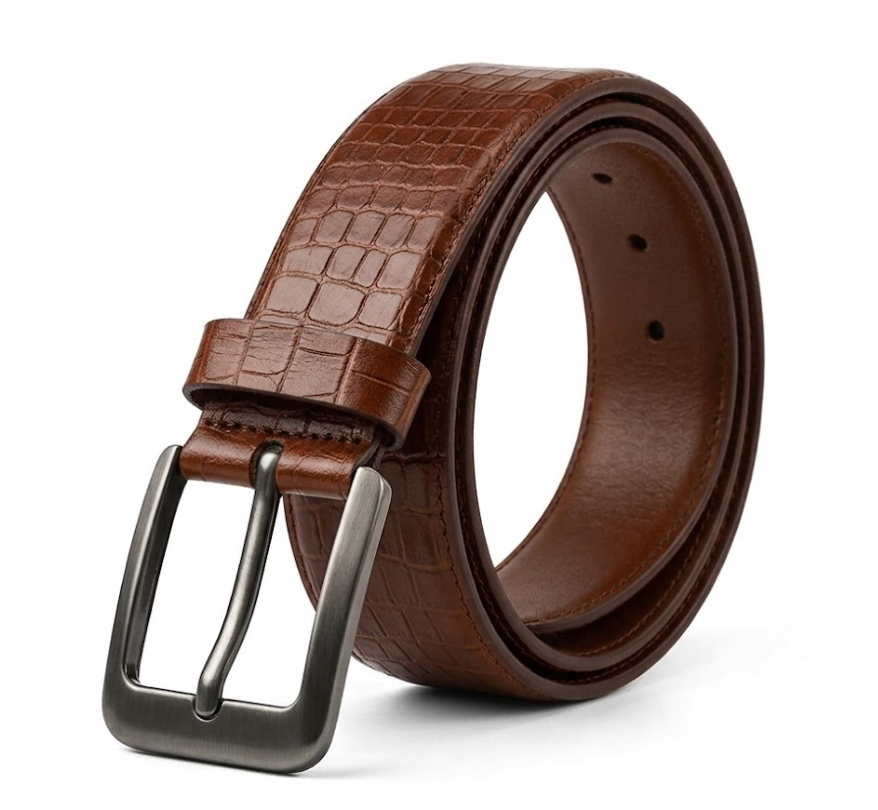 Imported Luxe Men Belt – Pattern Chocolate Brown