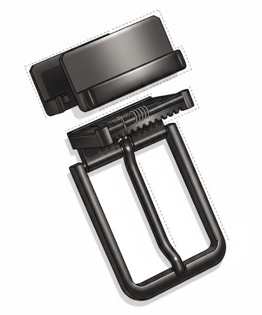 2-in-1 Silver Premium Black Buckle