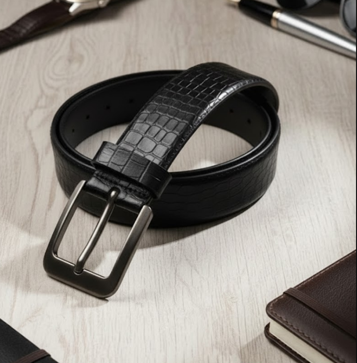 Imported Luxe Men Belt – Pattern Chocolate Black