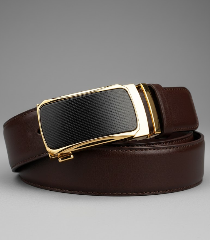 Elevate Your Style: Men's Premium Auto Lock Belt Brown