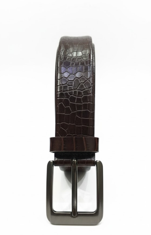 Imported Luxe Men Belt – Pattern Chocolate Brown