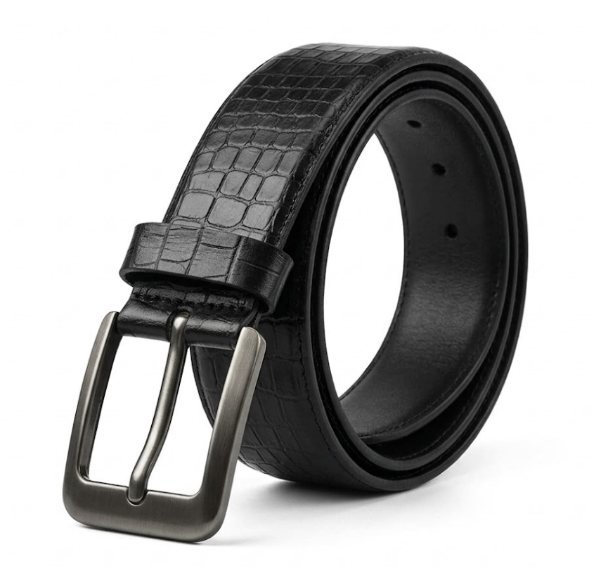 Imported Luxe Men Belt – Pattern Chocolate Black