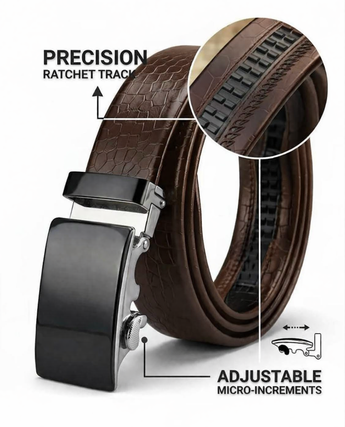 Auto Lock Brown Pattern Belt-Brown