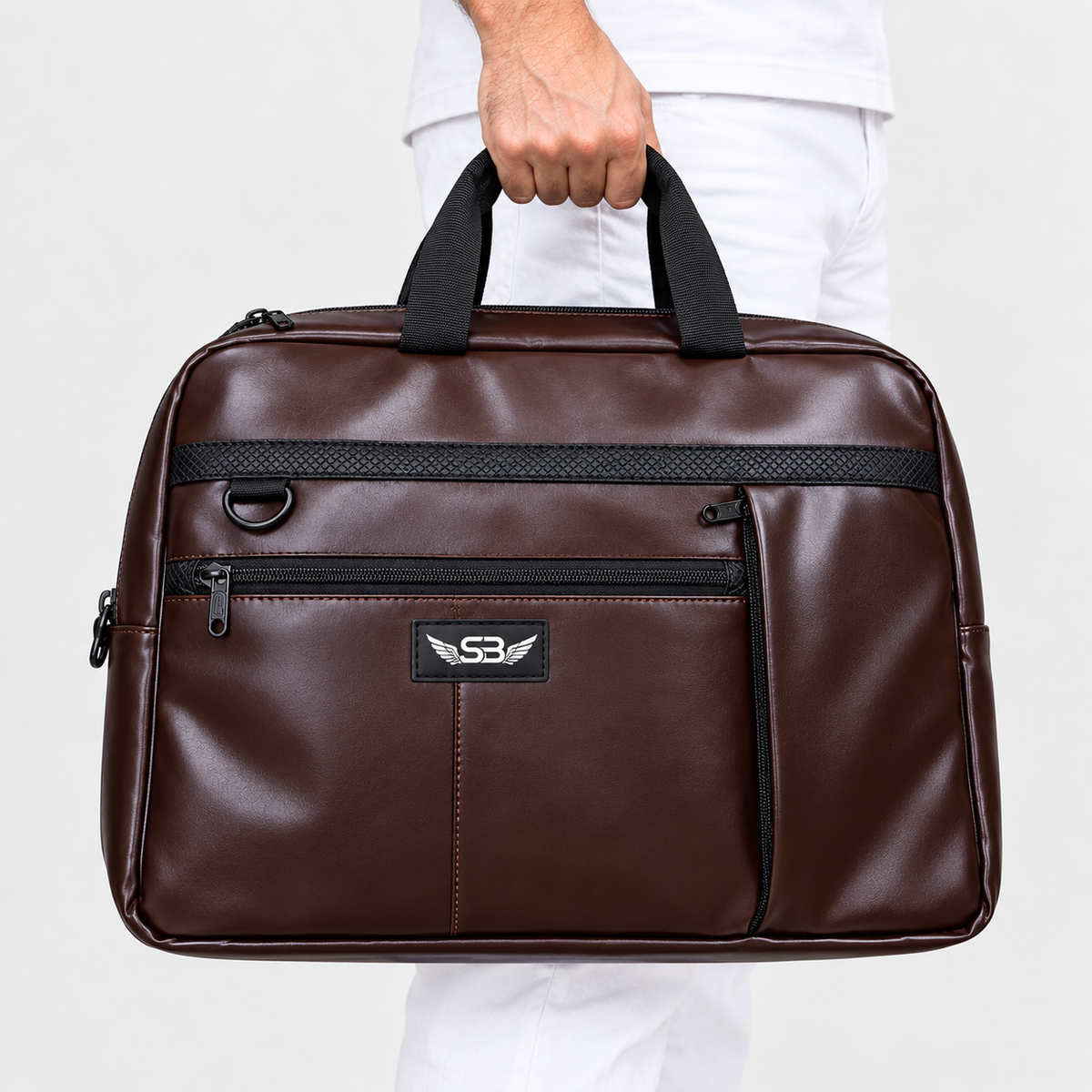 👜3 In 1 Premium Brown Pu Leather Convertible Travel Bag