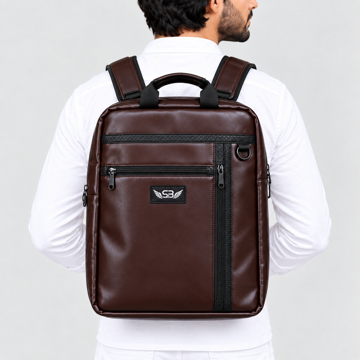 👜3 In 1 Premium Brown Pu Leather Convertible Travel Bag