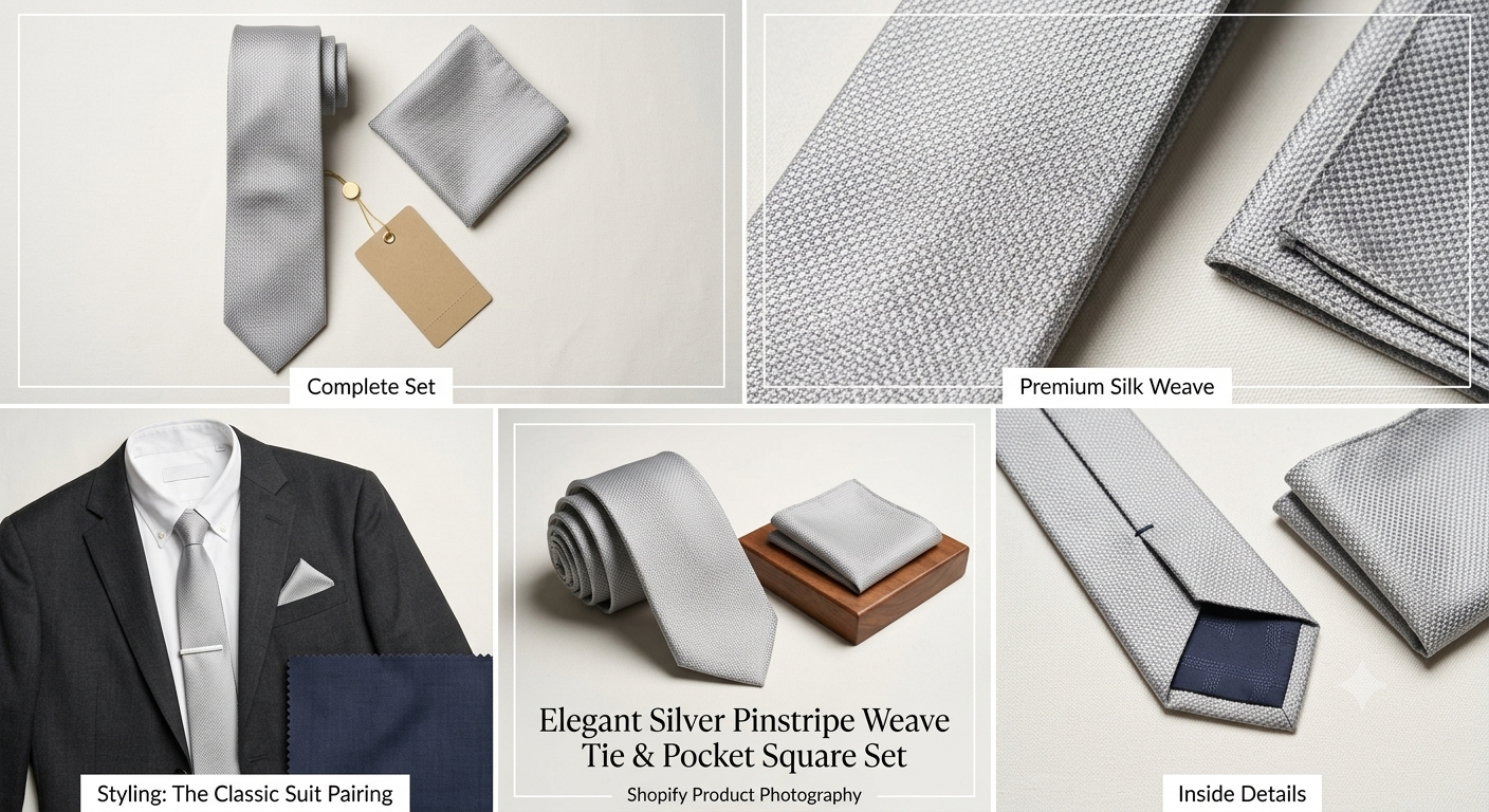 Premium Silver Textured Formal Tie