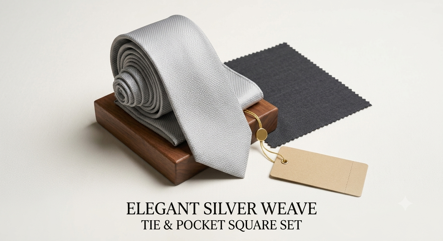 Premium Silver Textured Formal Tie
