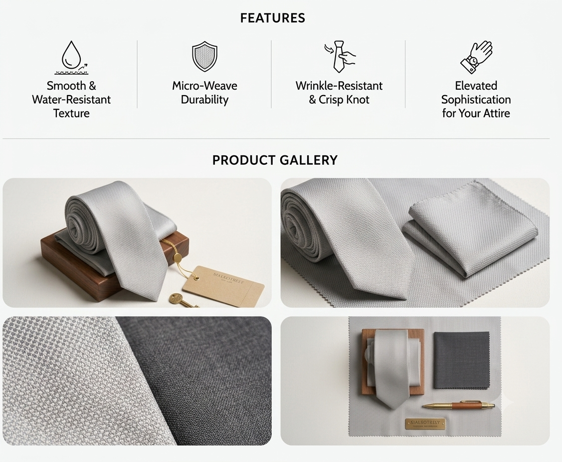 Premium Silver Textured Formal Tie