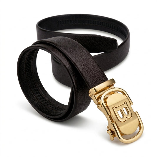 🖤 Premium Men's Automatic Leather Belt – Luxury Gold Buckle