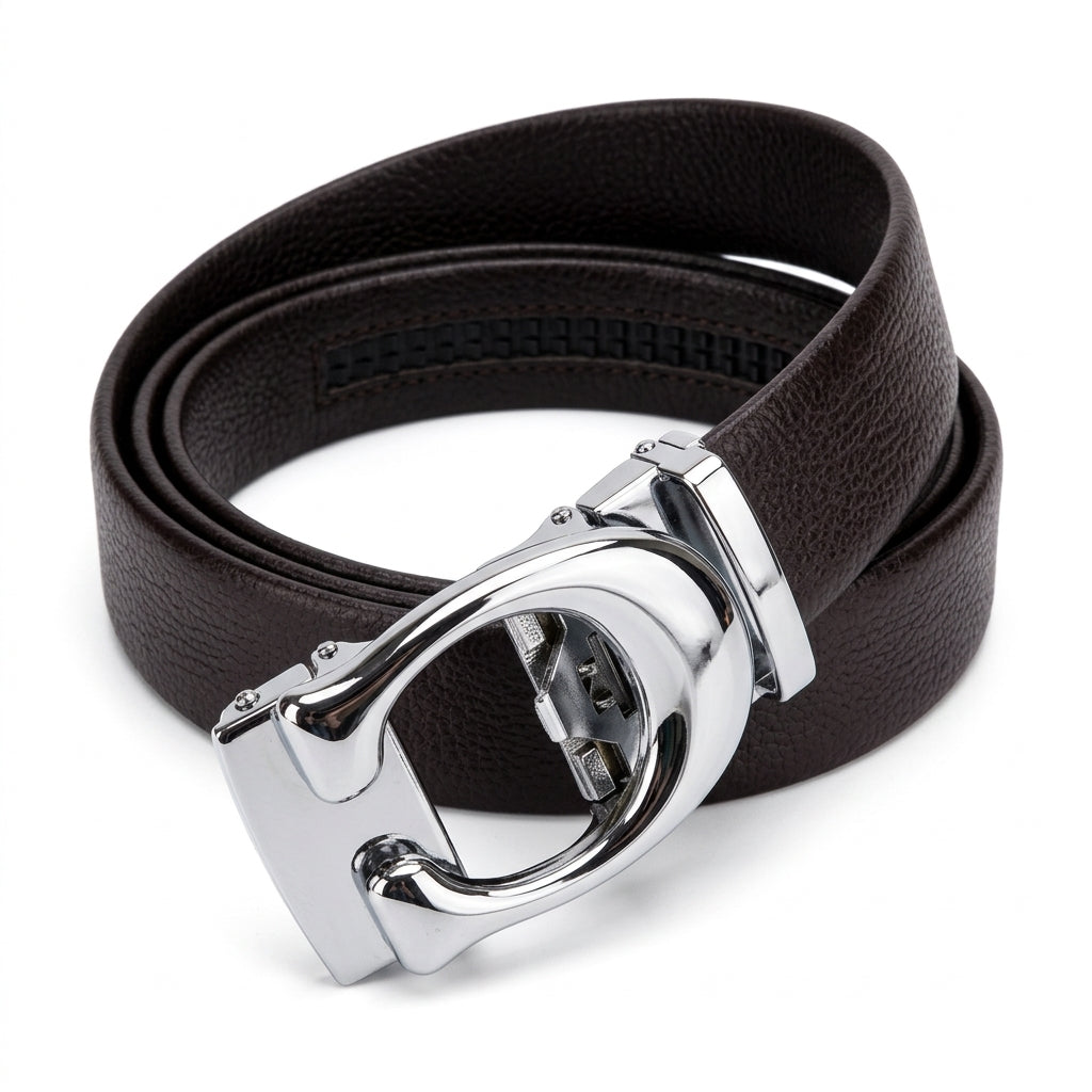 🖤 Premium Black Auto-Lock Belt for Men – Stylish Silver Buckle