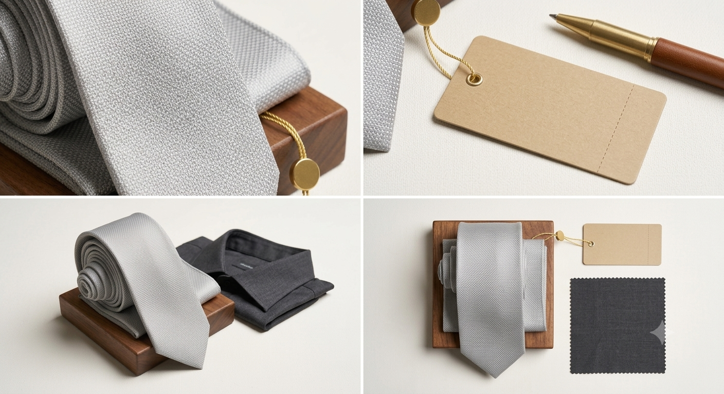 Premium Silver Textured Formal Tie