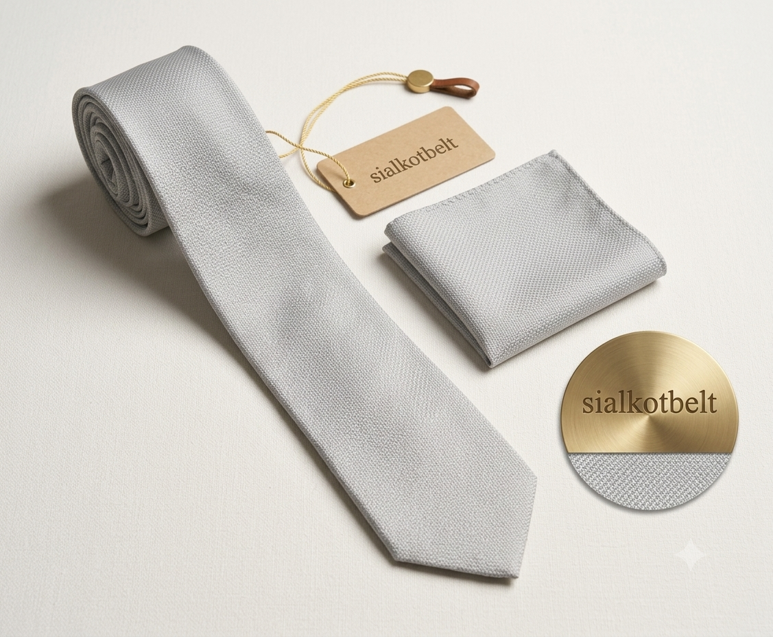 Premium Silver Textured Formal Tie