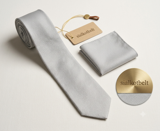 Premium Silver Textured Formal Tie