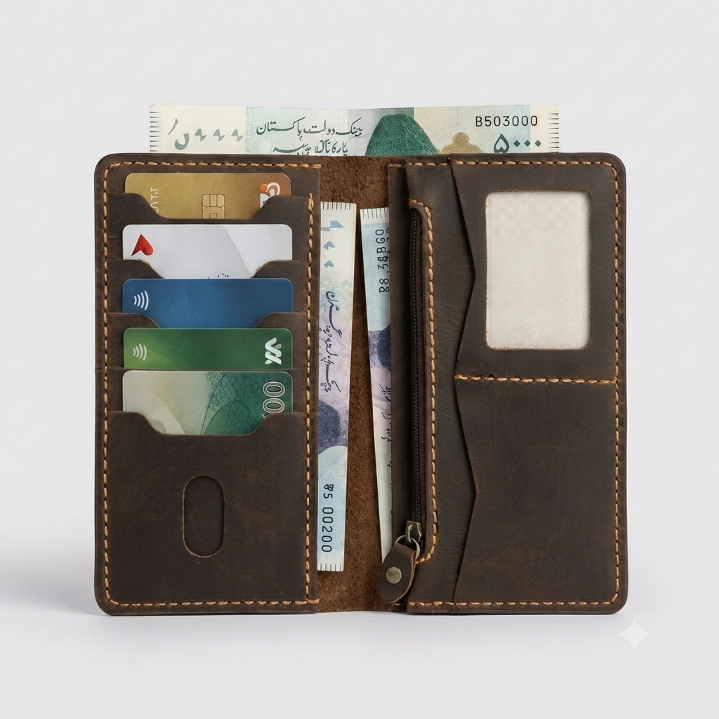 Genuine Clipper Leather Long Wallet
