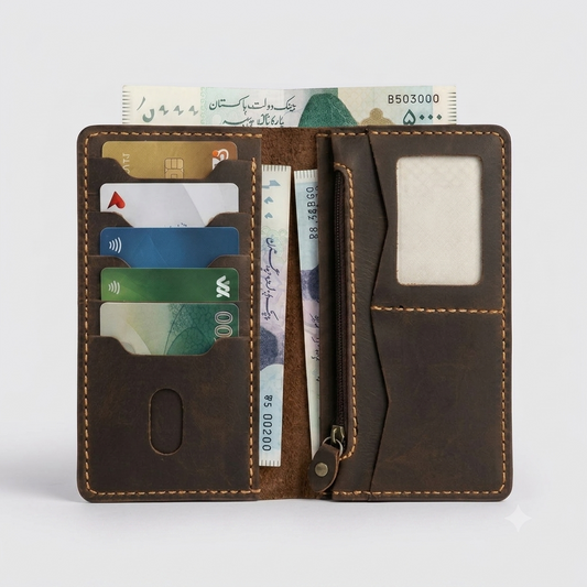 Genuine Clipper Leather Long Wallet