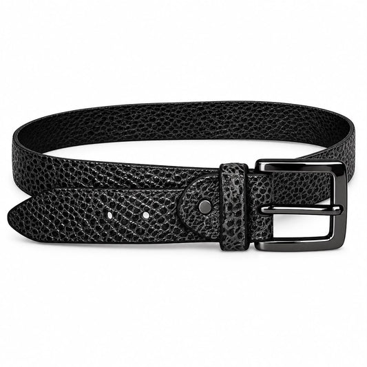 Premium Black Green Textured Leather Belt for Men