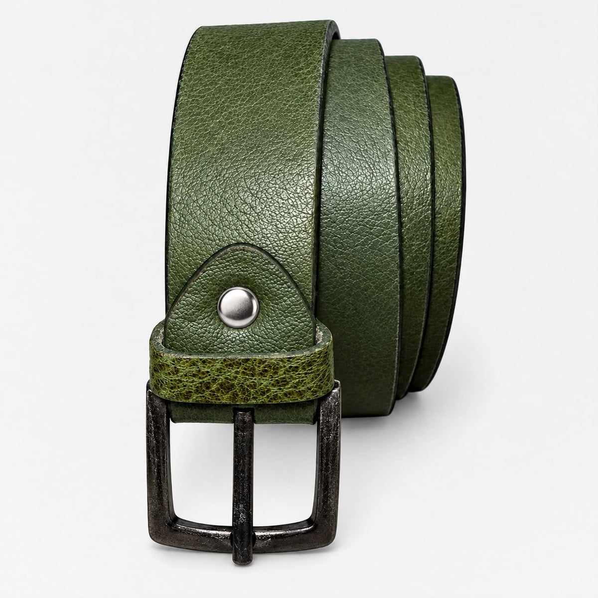 💚 Premium Olive Green Textured Leather Belt for Men