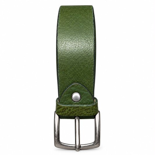 💚 Premium Olive Green Textured Leather Belt for Men