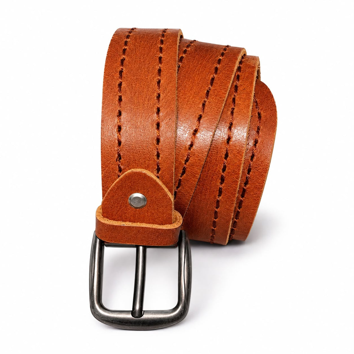 🤎 Premium Tan Brown Stitched Leather Belt for Men