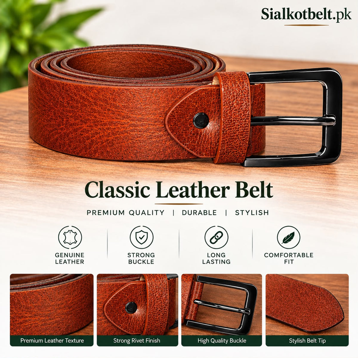 🟤 Vintage Brown Leather Belt – Premium Casual & Formal Belt