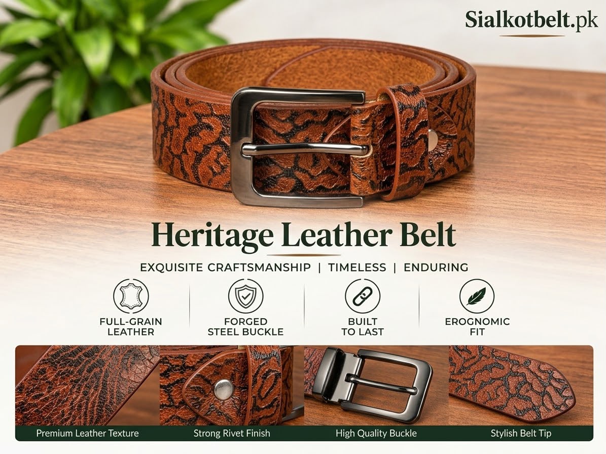 Premium Vintage Embossed Leather Belt for Men