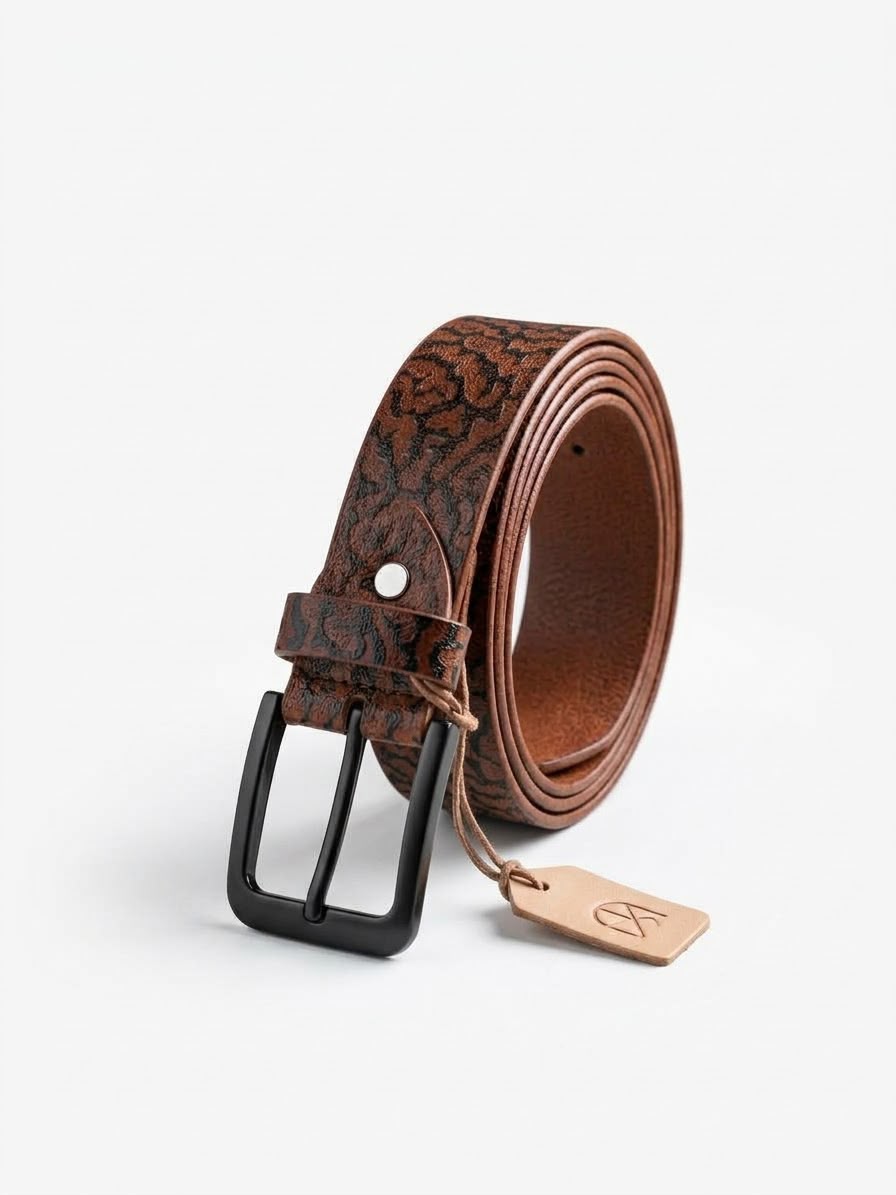 Premium Vintage Embossed Leather Belt for Men