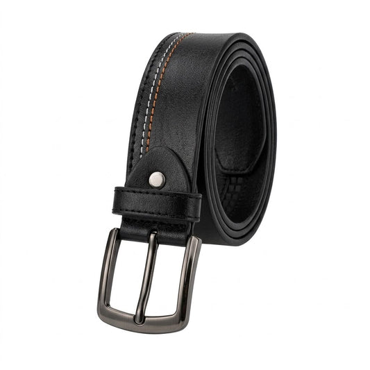 🖤 Premium Black Belt with Stylish Contrast Stitching